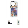 MARSİLYAN™- iPhone 14 Pro Max Kılıf Siluet Çizgi Koleksiyonu - Şeffaf Pasifik Cam Ekran Koruyucu + Bilvis Titan Kamera Lens - DNMR