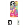 MARSİLYAN™- iPhone 14 Pro Max Kılıf Siluet Çizgi Koleksiyonu - Şeffaf Pasifik Cam Ekran Koruyucu + PVD Metal Kamera Lens - TU