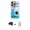 MARSİLYAN™- iPhone 14 Pro Max Kılıf Siluet Çizgi Koleksiyonu - Şeffaf Pasifik Cam Ekran Koruyucu + Raze Metal Kamera Lens - GD