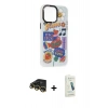 MARSİLYAN™- iPhone 14 Pro Max Kılıf Siluet Çizgi Koleksiyonu - Şeffaf Pasifik Cam Ekran Koruyucu + Raze Metal Kamera Lens - GD