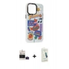MARSİLYAN™- iPhone 14 Pro Max Kılıf Siluet Çizgi Koleksiyonu - Şeffaf Pasifik Cam Ekran Koruyucu + Bilvis Titan Kamera Lens - SH