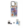 MARSİLYAN™- iPhone 14 Pro Max Kılıf Siluet Çizgi Koleksiyonu - Şeffaf Royal Nano Ekran Koruyucu + Bilvis Titan Kamera Lens - DNMR