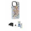 MARSİLYAN™- iPhone 14 Pro Max Kılıf Siluet Çizgi Koleksiyonu - Şeffaf Royal Nano Ekran Koruyucu + Gümüş Raze Metal Kamera Lens