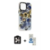 MARSİLYAN™- iPhone 14 Pro Max Kılıf Siluet Çizgi Koleksiyonu - Şeffaf Royal Nano Ekran Koruyucu + PVD Metal Kamera Lens - TU