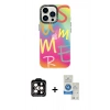 MARSİLYAN™- iPhone 14 Pro Max Kılıf Siluet Çizgi Koleksiyonu - Şeffaf Royal Nano Ekran Koruyucu + PVD Metal Kamera Lens - TU