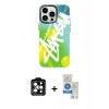 MARSİLYAN™- iPhone 14 Pro Max Kılıf Siluet Çizgi Koleksiyonu - Şeffaf Royal Nano Ekran Koruyucu + PVD Metal Kamera Lens - TU