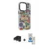 MARSİLYAN™- iPhone 14 Pro Max Kılıf Siluet Çizgi Koleksiyonu - Şeffaf Royal Nano Ekran Koruyucu + Raze Metal Kamera Lens - GS