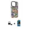 MARSİLYAN™- iPhone 14 Pro Max Kılıf Siluet Çizgi Koleksiyonu - Siyah 18D Cam Ekran Koruyucu + Bilvis Titan Kamera Lens - GS