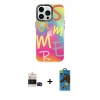 MARSİLYAN™- iPhone 14 Pro Max Kılıf Siluet Çizgi Koleksiyonu - Siyah 18D Cam Ekran Koruyucu + Bilvis Titan Kamera Lens - SH