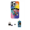 MARSİLYAN™- iPhone 14 Pro Max Kılıf Siluet Çizgi Koleksiyonu - Siyah 18D Cam Ekran Koruyucu + Derin Mor Bilvis Titan Kamera Lens