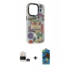 MARSİLYAN™- iPhone 14 Pro Max Kılıf Siluet Çizgi Koleksiyonu - Siyah 18D Cam Ekran Koruyucu + Bilvis Titan Kamera Lens - GD