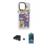 MARSİLYAN™- iPhone 14 Pro Max Kılıf Siluet Çizgi Koleksiyonu - Siyah 18D Cam Ekran Koruyucu + Raze Metal Kamera Lens - GS