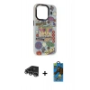 MARSİLYAN™- iPhone 14 Pro Max Kılıf Siluet Çizgi Koleksiyonu - Siyah 18D Cam Ekran Koruyucu + Raze Metal Kamera Lens - GS