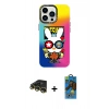 MARSİLYAN™- iPhone 14 Pro Max Kılıf Siluet Çizgi Koleksiyonu - Siyah 18D Cam Ekran Koruyucu + Raze Metal Kamera Lens - GD