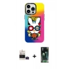 MARSİLYAN™- iPhone 14 Pro Max Kılıf Siluet Çizgi Koleksiyonu - Siyah 360 Mat Full Body Arka Koruyucu + Bilvis Titan Kamera Lens - SH
