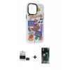 MARSİLYAN™- iPhone 14 Pro Max Kılıf Siluet Çizgi Koleksiyonu - Siyah 360 Mat Full Body Arka Koruyucu + Bilvis Titan Kamera Lens - SH