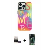 MARSİLYAN™- iPhone 14 Pro Max Kılıf Siluet Çizgi Koleksiyonu - Siyah 360 Mat Full Body Arka Koruyucu + Bilvis Titan Kamera Lens - GS
