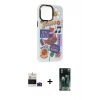 MARSİLYAN™- iPhone 14 Pro Max Kılıf Siluet Çizgi Koleksiyonu - Siyah 360 Mat Full Body Arka Koruyucu + Bilvis Titan Kamera Lens - DNMR