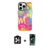 MARSİLYAN™- iPhone 14 Pro Max Kılıf Siluet Çizgi Koleksiyonu - Siyah 360 Mat Full Body Arka Koruyucu + PVD Metal Kamera Lens - TU