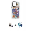 MARSİLYAN™- iPhone 14 Pro Max Kılıf Siluet Çizgi Koleksiyonu - Siyah 3D Antistatik Cam Ekran Koruyucu + Bilvis Titan Kamera Lens - GS
