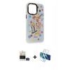MARSİLYAN™- iPhone 14 Pro Max Kılıf Siluet Çizgi Koleksiyonu - Siyah 3D Antistatik Cam Ekran Koruyucu + Bilvis Titan Kamera Lens - GS