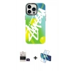MARSİLYAN™- iPhone 14 Pro Max Kılıf Siluet Çizgi Koleksiyonu - Siyah 3D Antistatik Cam Ekran Koruyucu + Bilvis Titan Kamera Lens - SH