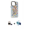 MARSİLYAN™- iPhone 14 Pro Max Kılıf Siluet Çizgi Koleksiyonu - Siyah 3D Antistatik Cam Ekran Koruyucu + Bilvis Titan Kamera Lens - SH