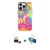 MARSİLYAN™- iPhone 14 Pro Max Kılıf Siluet Çizgi Koleksiyonu - Siyah 3D Antistatik Cam Ekran Koruyucu + Bilvis Titan Kamera Lens - GD