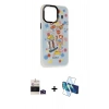 MARSİLYAN™- iPhone 14 Pro Max Kılıf Siluet Çizgi Koleksiyonu - Siyah 3D Antistatik Cam Ekran Koruyucu + Bilvis Titan Kamera Lens - DNMR