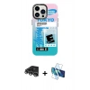 MARSİLYAN™- iPhone 14 Pro Max Kılıf Siluet Çizgi Koleksiyonu - Siyah 3D Antistatik Cam Ekran Koruyucu + Raze Metal Kamera Lens - GS
