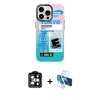 MARSİLYAN™- iPhone 14 Pro Max Kılıf Siluet Çizgi Koleksiyonu - Siyah 3D Antistatik Cam Ekran Koruyucu + Turuncu PVD Metal Kamera Lens