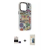MARSİLYAN™- iPhone 14 Pro Max Kılıf Siluet Çizgi Koleksiyonu - Siyah 6D Mat Seramik Hayalet Nano Ekran Koruyucu + Bilvis Titan Kamera Lens - DNMR