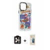 MARSİLYAN™- iPhone 14 Pro Max Kılıf Siluet Çizgi Koleksiyonu - Siyah 6D Mat Seramik Hayalet Nano Ekran Koruyucu + PVD Metal Kamera Lens - TU