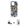MARSİLYAN™- iPhone 14 Pro Max Kılıf Siluet Çizgi Koleksiyonu - Siyah 6D Mat Seramik Hayalet Nano Ekran Koruyucu + Gold Bilvis Titan Kamera Lens