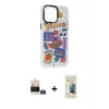 MARSİLYAN™- iPhone 14 Pro Max Kılıf Siluet Çizgi Koleksiyonu - Siyah 6D Mat Seramik Hayalet Nano Ekran Koruyucu + Bilvis Titan Kamera Lens - GS