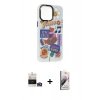 MARSİLYAN™- iPhone 14 Pro Max Kılıf Siluet Çizgi Koleksiyonu - Siyah Bilvis 3D Mat Cam Ekran Koruyucu + Bilvis Titan Kamera Lens - GD