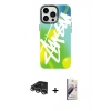 MARSİLYAN™- iPhone 14 Pro Max Kılıf Siluet Çizgi Koleksiyonu - Siyah Bilvis 3D Mat Cam Ekran Koruyucu + Gümüş Raze Metal Kamera Lens