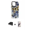 MARSİLYAN™- iPhone 14 Pro Max Kılıf Siluet Çizgi Koleksiyonu - Siyah Bilvis 3D Mat Cam Ekran Koruyucu + Gümüş Raze Metal Kamera Lens