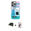 MARSİLYAN™- iPhone 14 Pro Max Kılıf Siluet Çizgi Koleksiyonu - Siyah Bilvis 3D Mat Cam Ekran Koruyucu + Raze Metal Kamera Lens - GD
