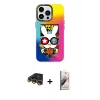 MARSİLYAN™- iPhone 14 Pro Max Kılıf Siluet Çizgi Koleksiyonu - Siyah Bilvis 3D Mat Cam Ekran Koruyucu + Raze Metal Kamera Lens - GD