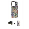MARSİLYAN™- iPhone 14 Pro Max Kılıf Siluet Çizgi Koleksiyonu - Siyah Bilvis 3D Mat Cam Ekran Koruyucu + Raze Metal Kamera Lens - GD