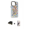 MARSİLYAN™- iPhone 14 Pro Max Kılıf Siluet Çizgi Koleksiyonu - Siyah Bilvis 3D Mat Cam Ekran Koruyucu + Raze Metal Kamera Lens - GD
