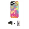 MARSİLYAN™- iPhone 14 Pro Max Kılıf Siluet Çizgi Koleksiyonu - Siyah Bilvis 3D Mat Cam Ekran Koruyucu + Raze Metal Kamera Lens - GD