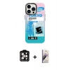 MARSİLYAN™- iPhone 14 Pro Max Kılıf Siluet Çizgi Koleksiyonu - Siyah Bilvis 3D Mat Cam Ekran Koruyucu + PVD Metal Kamera Lens - TU