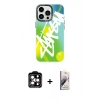 MARSİLYAN™- iPhone 14 Pro Max Kılıf Siluet Çizgi Koleksiyonu - Siyah Bilvis 3D Mat Cam Ekran Koruyucu + PVD Metal Kamera Lens - TU