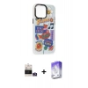 MARSİLYAN™- iPhone 14 Pro Max Kılıf Siluet Çizgi Koleksiyonu - Siyah Bilvis 5in1 3D Magic Cam Ekran Koruyucu + Gümüş Bilvis Titan Kamera Lens