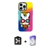 MARSİLYAN™- iPhone 14 Pro Max Kılıf Siluet Çizgi Koleksiyonu - Siyah Bilvis 5in1 3D Magic Cam Ekran Koruyucu + PVD Metal Kamera Lens - TU