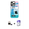 MARSİLYAN™- iPhone 14 Pro Max Kılıf Siluet Çizgi Koleksiyonu - Siyah Bilvis 5in1 3D Magic Cam Ekran Koruyucu + Gümüş Bilvis Titan Kamera Lens