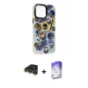 MARSİLYAN™- iPhone 14 Pro Max Kılıf Siluet Çizgi Koleksiyonu - Siyah Bilvis 5in1 3D Magic Cam Ekran Koruyucu + Raze Metal Kamera Lens - GD