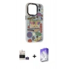 MARSİLYAN™- iPhone 14 Pro Max Kılıf Siluet Çizgi Koleksiyonu - Siyah Bilvis 5in1 3D Magic Cam Ekran Koruyucu + Bilvis Titan Kamera Lens - GS